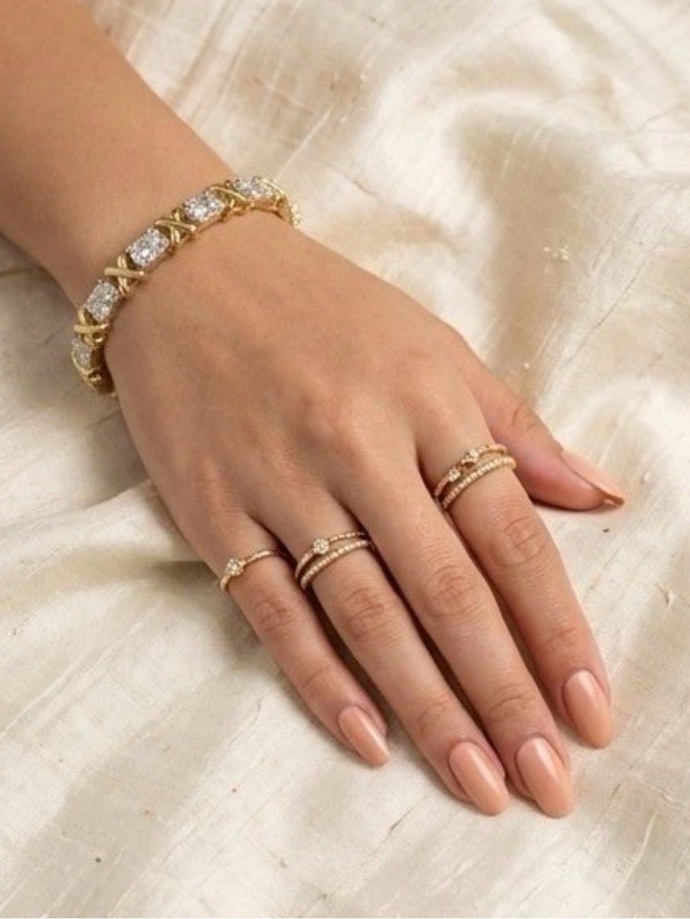 Golden Pavé Crystal Cuff Bracelet - Women Jewelry